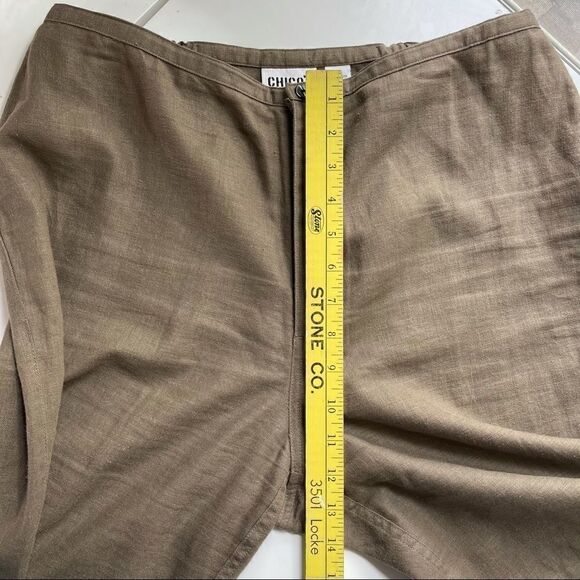 Chico's Linen Blend Straight Leg Ultimate Fit Pants in Brown - Picture 7 of 9